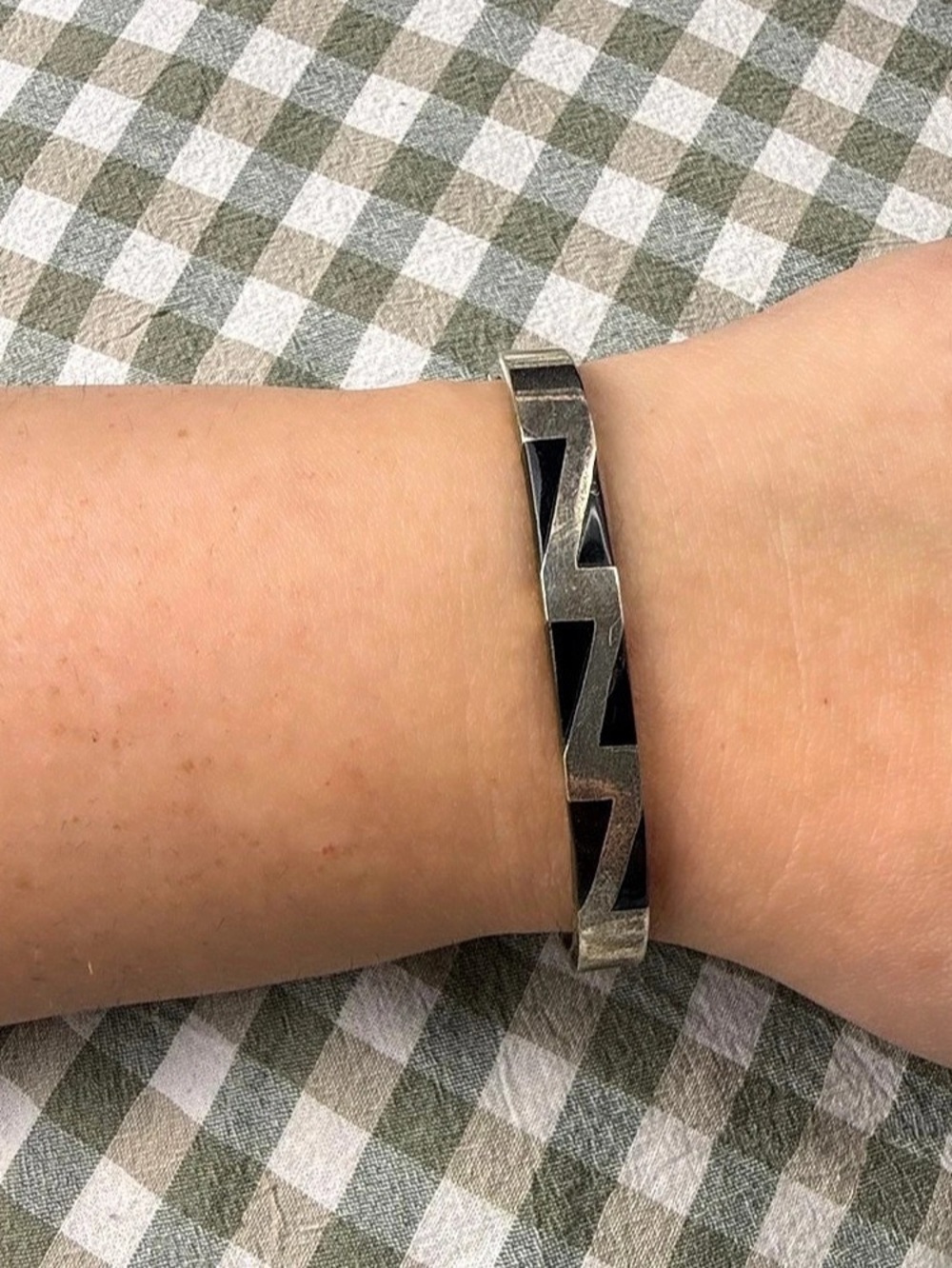 Geometric Black & Alpaca Hinge Bracelet